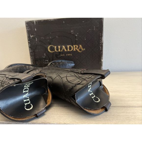 Cuadra Men Sz 9 Black Ostrich Traditional Cowboy Western Boot made by Cuadra - Picture 9 of 15